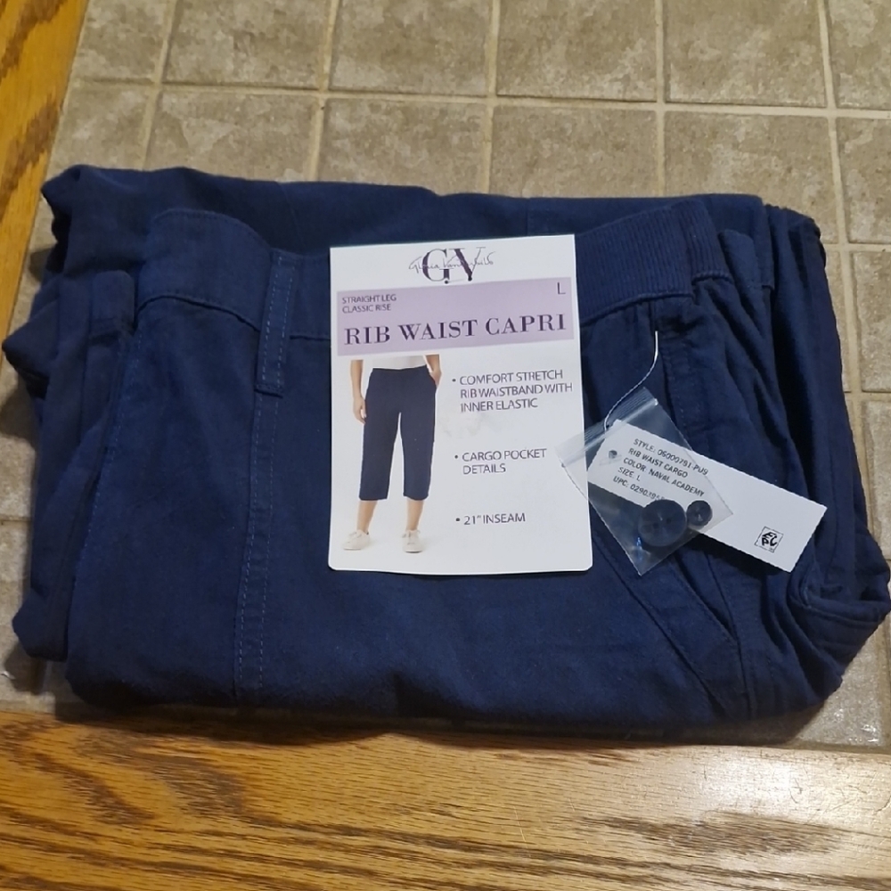 GV Rib Waist Capri in Navy LARGE